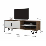 Έπιπλο τηλεόρασης Foot Megapap από μελαμίνη χρώμα καρυδί - λευκό 160x35x49εκ.