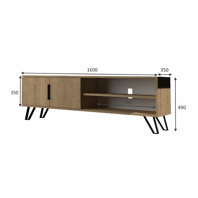 Έπιπλο τηλεόρασης Foot Megapap από μελαμίνη χρώμα sonoma 160x35x49εκ.