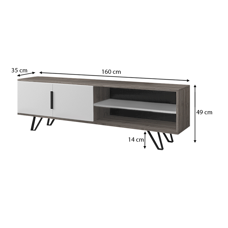 Έπιπλο τηλεόρασης Foot Megapap από μελαμίνη χρώμα sonoma 160x35x49εκ.