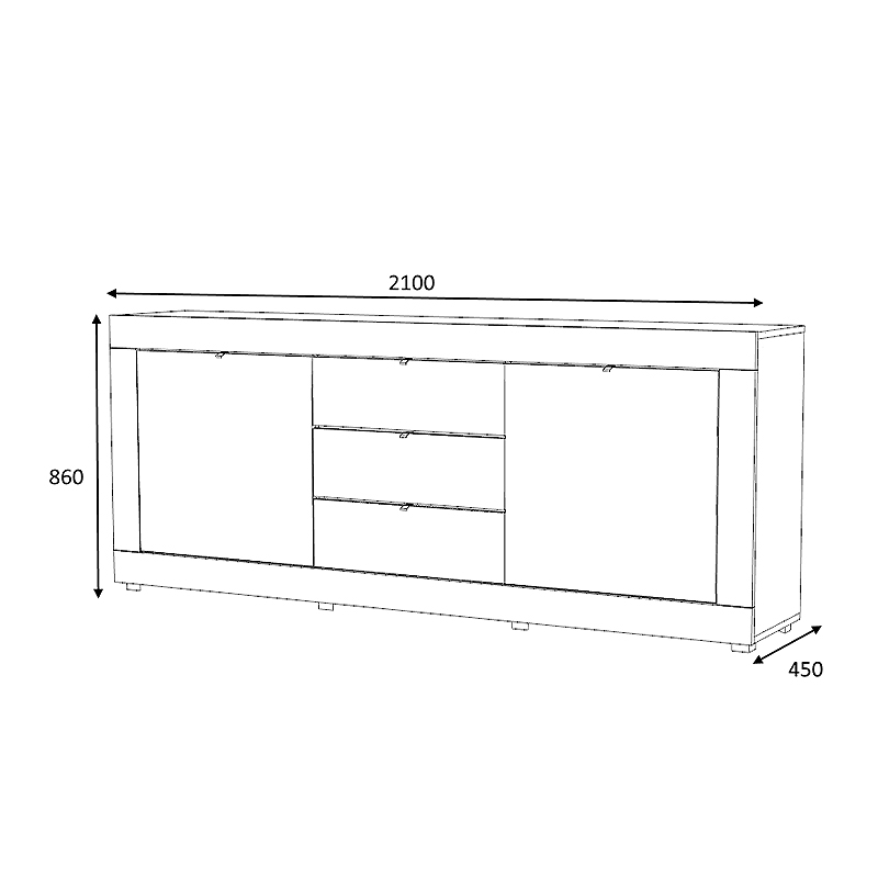 Μπουφές μελαμίνης Ocean Megapap χρώμα ανθρακί 210x45x86εκ.