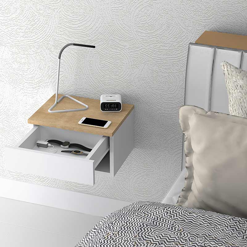 Κομοδίνο μελαμίνης Mary Megapap κρεμαστό χρώμα sonoma - λευκό 40x30x23εκ.