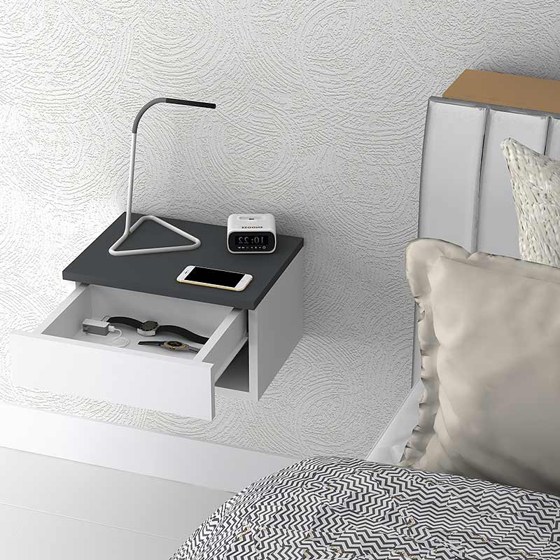 Κομοδίνο μελαμίνης Mary Megapap κρεμαστό χρώμα ανθρακί - λευκό 40x30x23εκ.