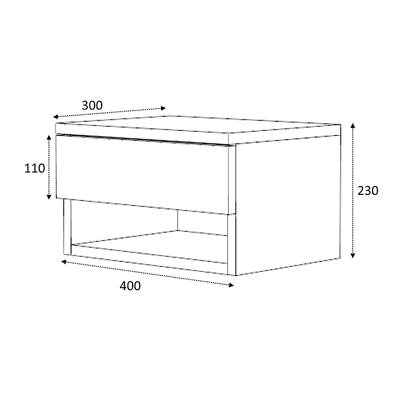 Κομοδίνο μελαμίνης Mary Megapap κρεμαστό χρώμα ανθρακί - λευκό 40x30x23εκ.