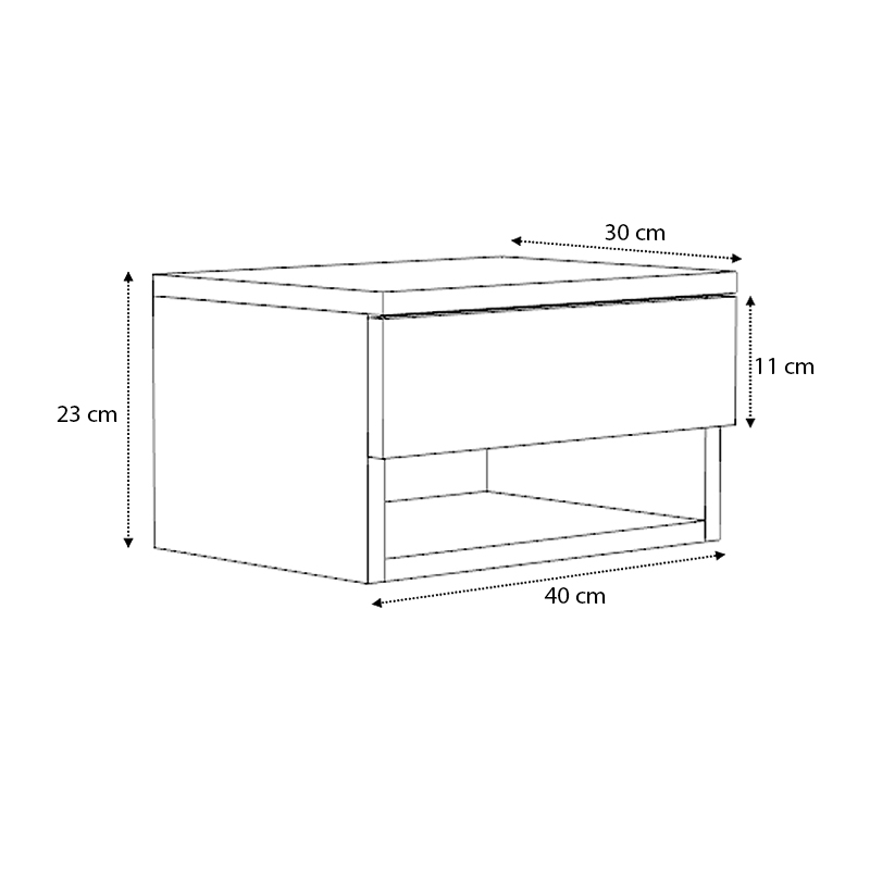 Κομοδίνο μελαμίνης Mary Megapap κρεμαστό χρώμα ανθρακί - λευκό 40x30x23εκ.