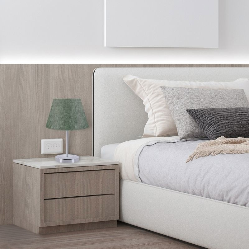 Φωτιστικό επιτραπέζιο Jules Megapap ύφασμα Pvc/χρώμιο χρώμα κυπαρισσί/ασημί 22x17x37εκ.