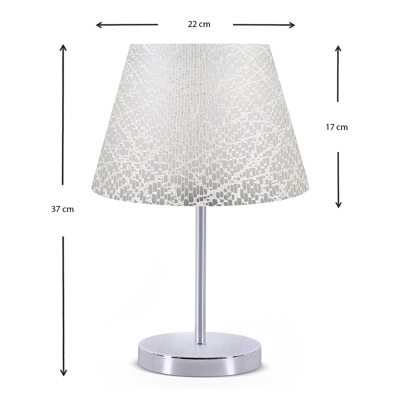 Φωτιστικό επιτραπέζιο Jules Megapap ύφασμα Pvc/χρώμιο χρώμα λευκό/ασημί 22x17x37εκ.