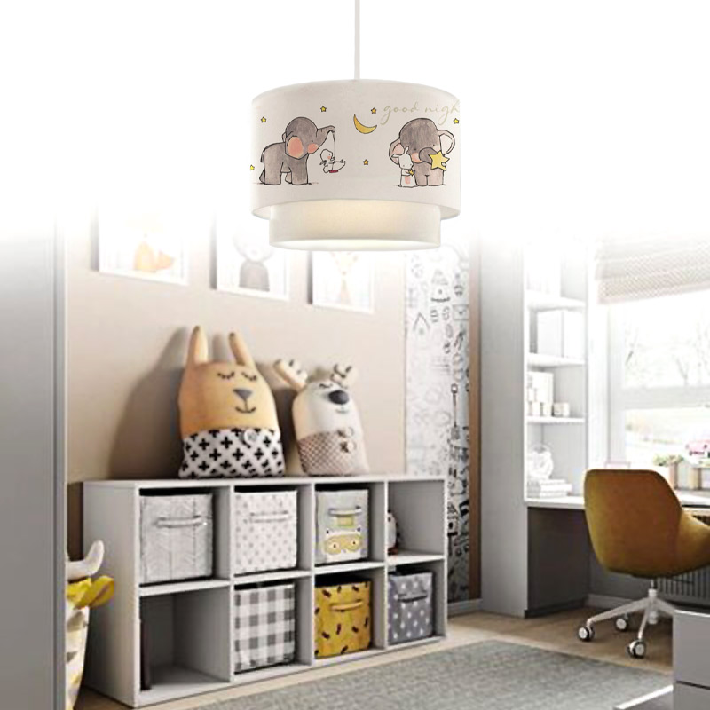 Φωτιστικό οροφής Goofy Megapap υφασμάτινο με χαρούμενα ελεφαντάκια 30x20x70εκ.