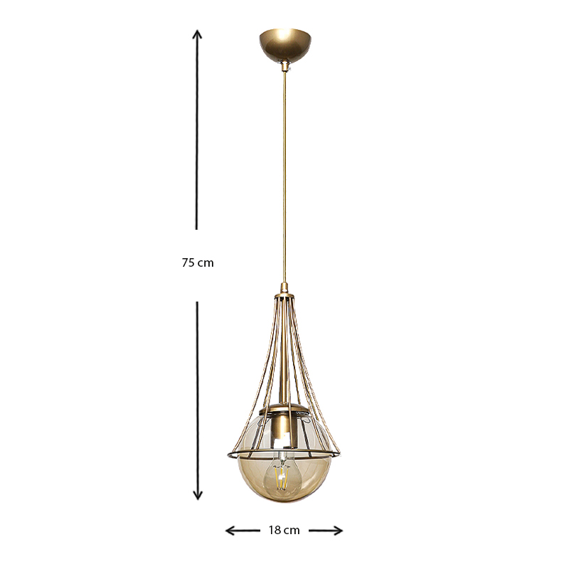 Φωτιστικό οροφής Chavi Megapap E27 μεταλλικό μονόφωτο χρώμα χρυσό 18x18x75εκ.