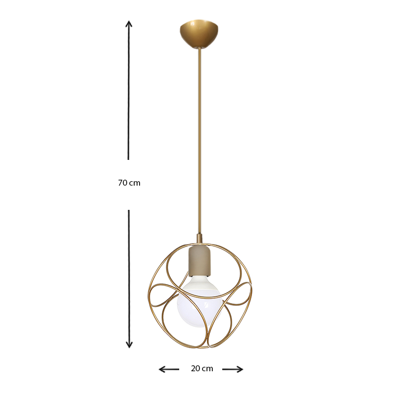 Φωτιστικό οροφής Lusita Megapap E27 μεταλλικό μονόφωτο χρώμα χρυσό 20x20x70εκ.