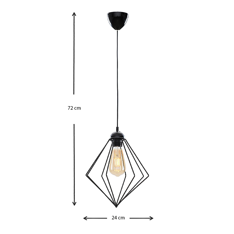 Φωτιστικό οροφής Nura Megapap E27 μεταλλικό μονόφωτο χρώμα μαύρο 24x24x72εκ.