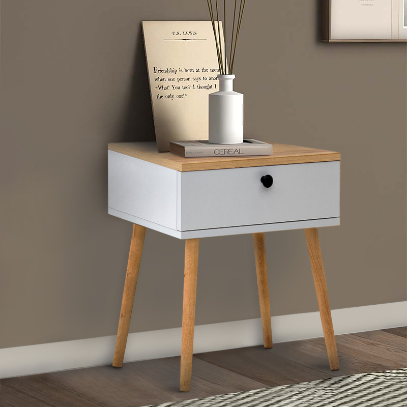 Κομοδίνο Pauline Megapap μελαμίνης χρώμα pine - λευκό 45x35x61εκ.