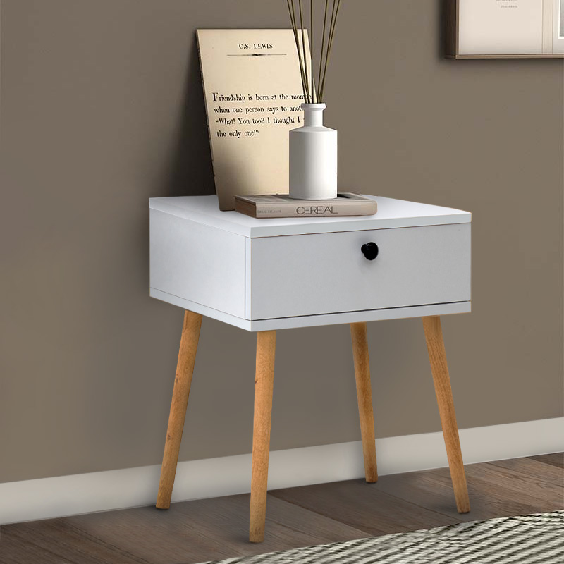 Κομοδίνο Pauline Megapap μελαμίνης χρώμα λευκό 45x35x61εκ.