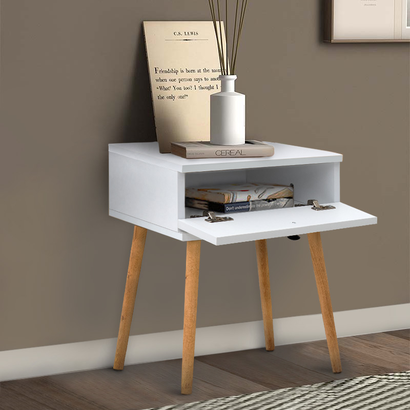 Κομοδίνο Pauline Megapap μελαμίνης χρώμα λευκό 45x35x61εκ.