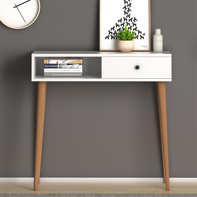 Κονσόλα μελαμίνης Napoli Megapap χρώμα λευκό 90x29x88εκ.