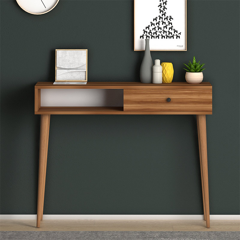 Κονσόλα μελαμίνης Napoli Megapap χρώμα καρυδί 90x29x88εκ.