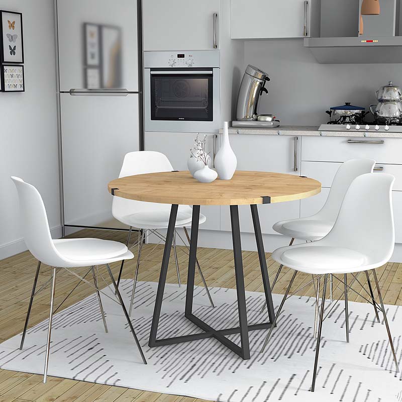 Τραπέζι Rubes Megapap μεταλλικό - μελαμίνης χρώμα μαύρο - sonoma 100x100x78εκ.