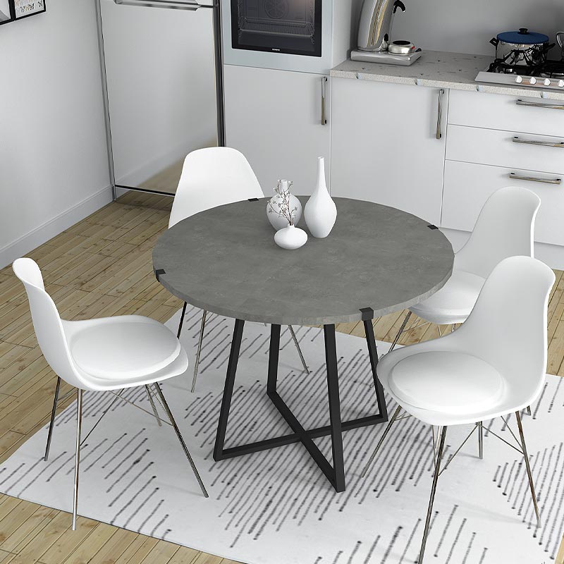 Τραπέζι Rubes Megapap μεταλλικό - μελαμίνης χρώμα μαύρο - ανθρακί 100x100x78εκ.