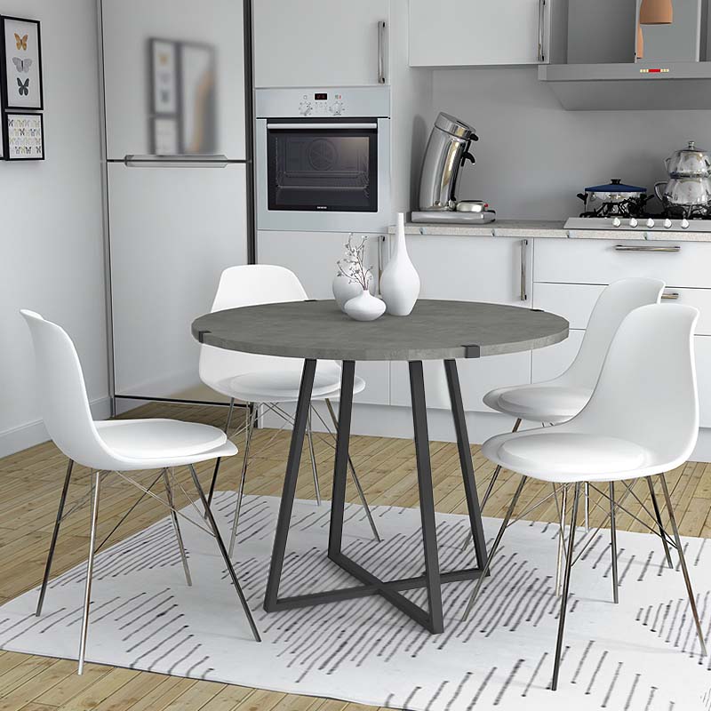 Τραπέζι Rubes Megapap μεταλλικό - μελαμίνης χρώμα μαύρο - ανθρακί 100x100x78εκ.