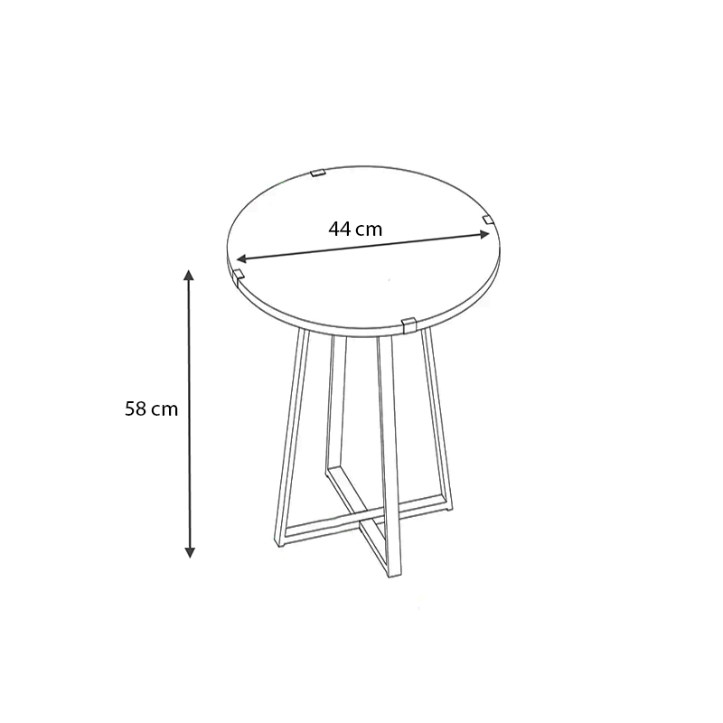 Βοηθητικό τραπεζάκι Pedro Megapap μεταλλικό - μελαμίνης χρώμα μαύρο - sonoma 44x44x58εκ.