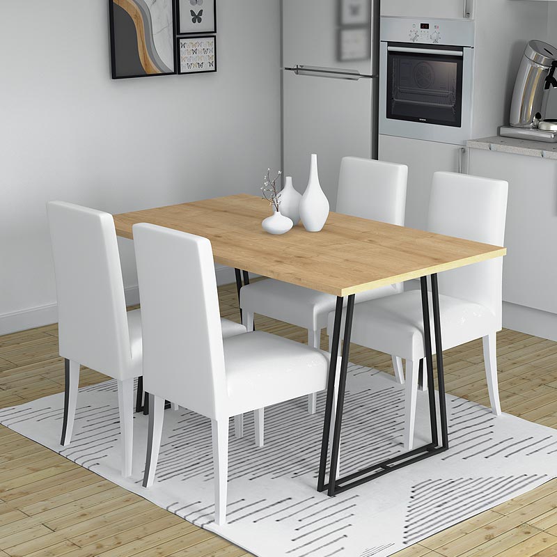 Τραπέζι Gable Megapap μεταλλικό - μελαμίνης χρώμα μαύρο - sonoma 140x80x76εκ.