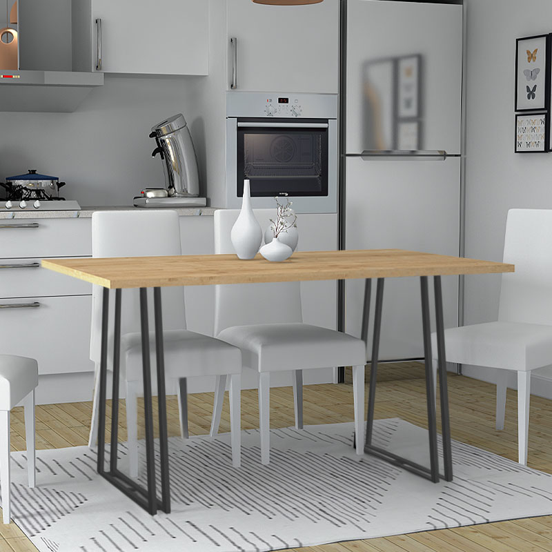 Τραπέζι Gable Megapap μεταλλικό - μελαμίνης χρώμα μαύρο - sonoma 140x80x76εκ.