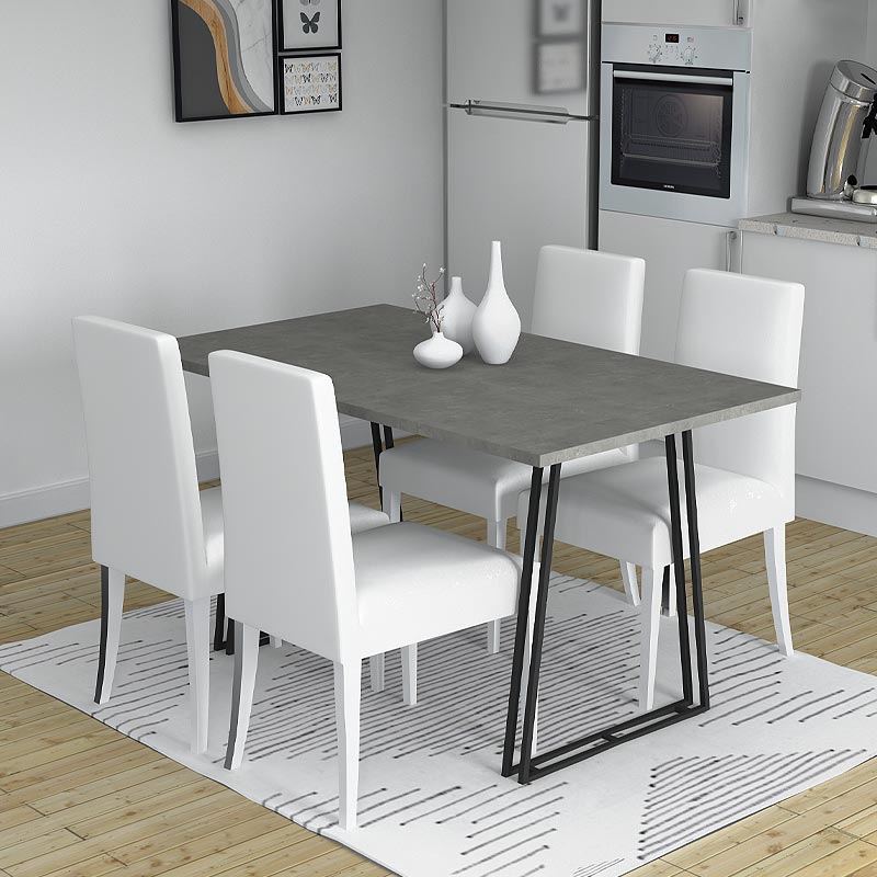 Τραπέζι Gable Megapap μεταλλικό - μελαμίνης χρώμα μαύρο - ανθρακί 140x80x76εκ.