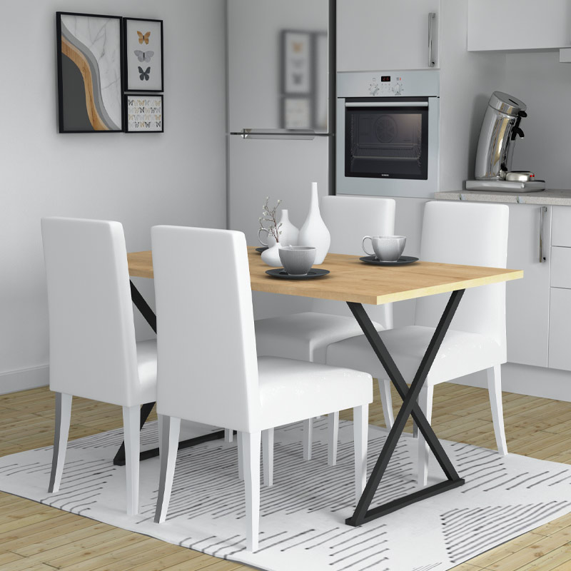 Τραπέζι Bette Megapap μεταλλικό - μελαμίνης χρώμα μαύρο - sonoma 140x80x76εκ.