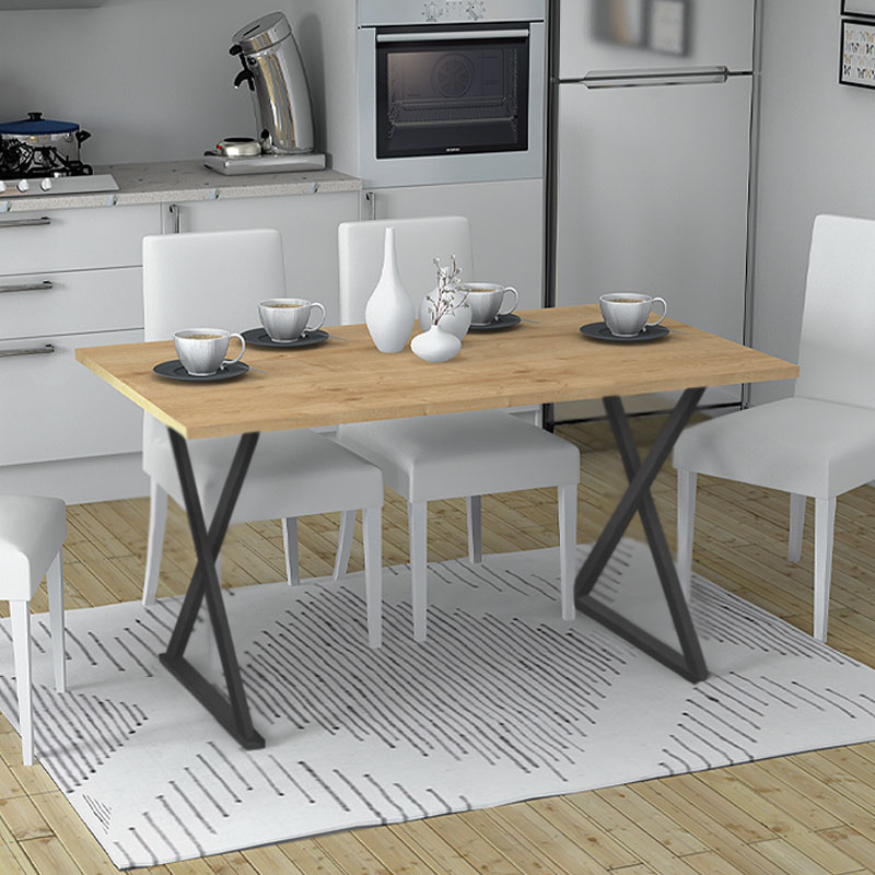 Τραπέζι Bette Megapap μεταλλικό - μελαμίνης χρώμα μαύρο - sonoma 140x80x76εκ.