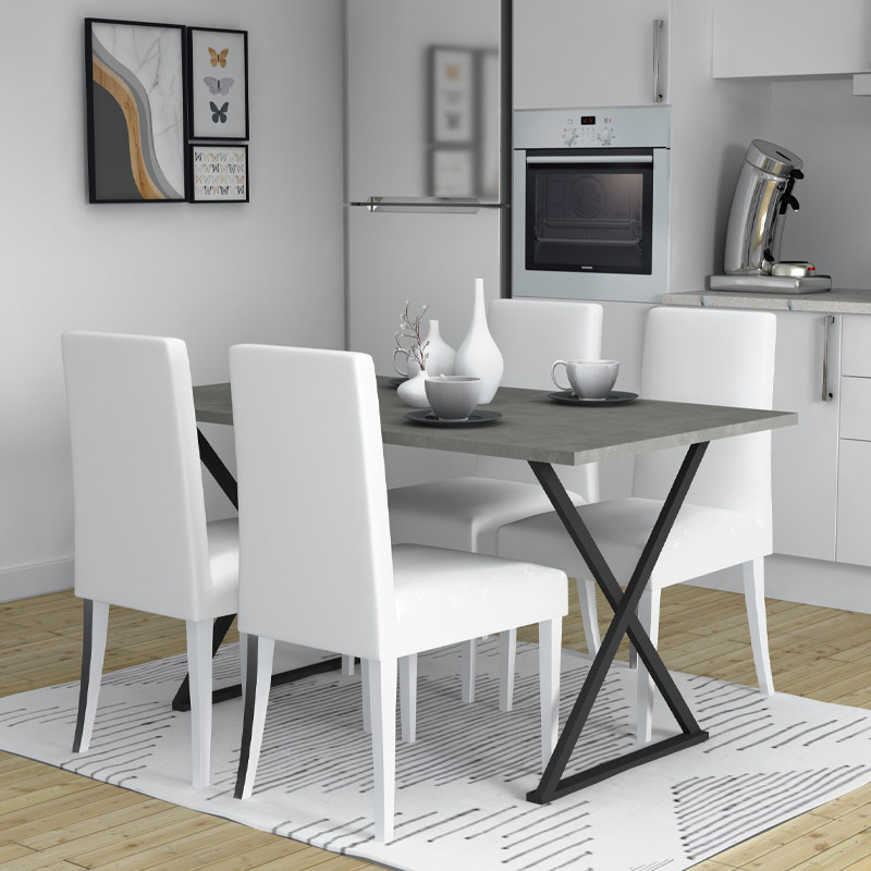 Τραπέζι Bette Megapap μεταλλικό - μελαμίνης χρώμα μαύρο - ανθρακί 140x80x76εκ.