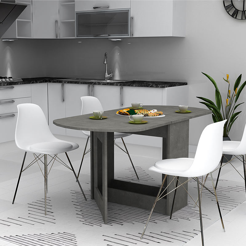 Τραπέζι μελαμίνης Winslet Megapap επεκτεινόμενο χρώμα ανθρακί 34(63+63)x80x76εκ.