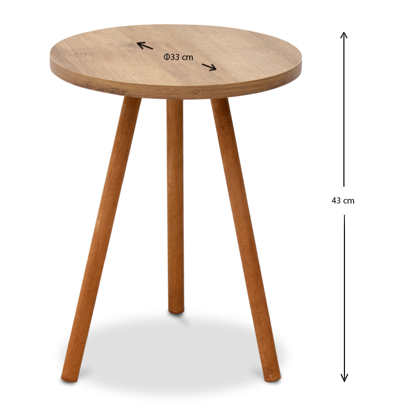 Βοηθητικό τραπεζάκι Roma Megapap από μελαμίνη χρώμα pine oak 33,5x33,5x46εκ.