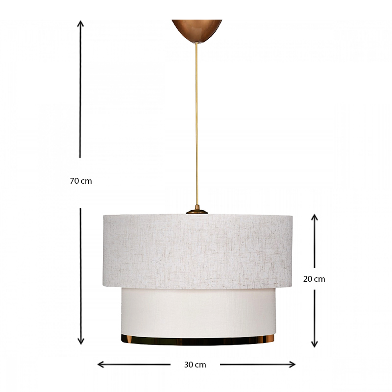 Φωτιστικό οροφής Barnhart Megapap υφασμάτινο χρώμα λευκό/χρυσό 30x20x70εκ.