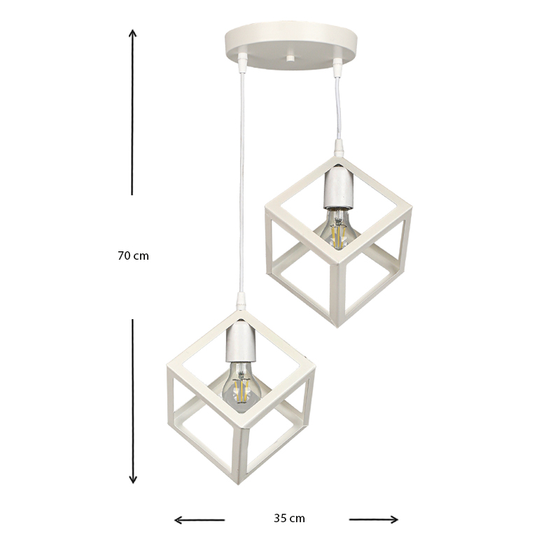 Φωτιστικό οροφής Thora Megapap E27 μεταλλικό δίφωτο χρώμα λευκό 22x22x70εκ.