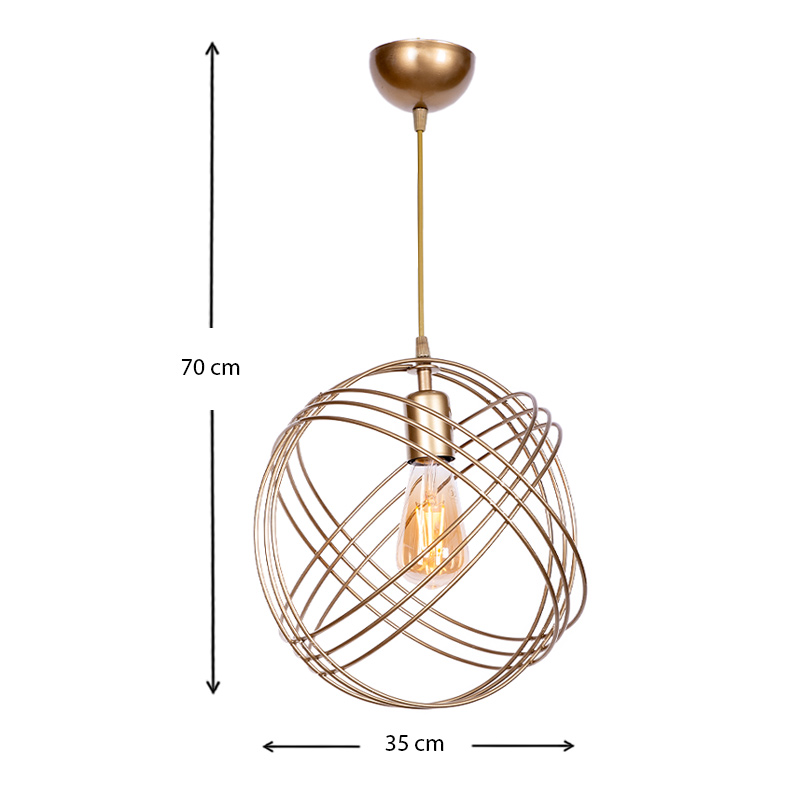 Φωτιστικό οροφής Phillipe Megapap E27 μεταλλικό μονόφωτο χρώμα χρυσό 35x35x70εκ.