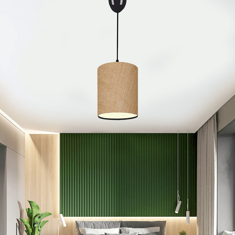 Φωτιστικό οροφής Layla Megapap Ε27 υφασμάτινο χρώμα μπεζ 19x25x70εκ.