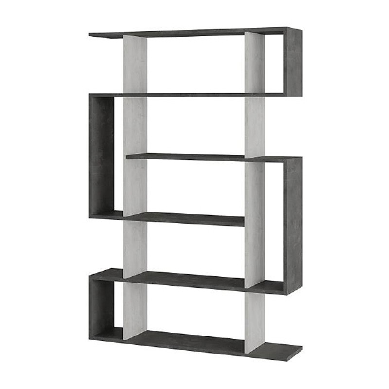 Βιβλιοθήκη μελαμίνης Mito Megapap χρώμα λευκό αντικέ - γκρι ρετρό 108x25x161εκ.