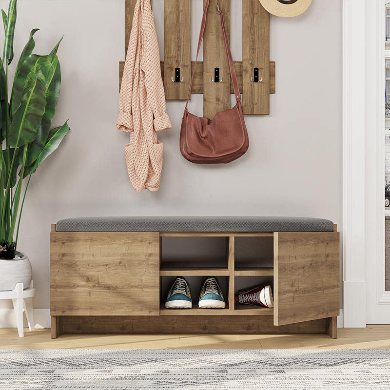 Παπουτσοθήκη Zulla Megapap από μελαμίνη χρώμα ανοιχτό καφέ 110x37x43εκ.