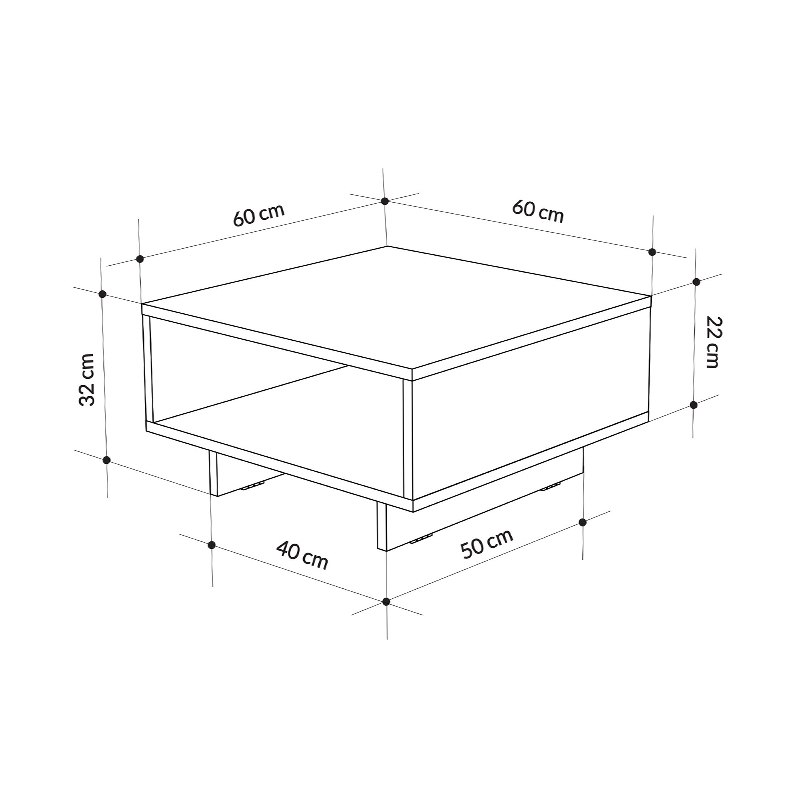 Τραπεζάκι σαλονιού Hola Megapap μελαμίνης χρώμα ανθρακί 60x60x32εκ.