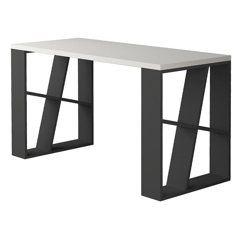 Γραφείο εργασίας Honey Megapap από μελαμίνη χρώμα λευκό - ανθρακί 137x60x75εκ