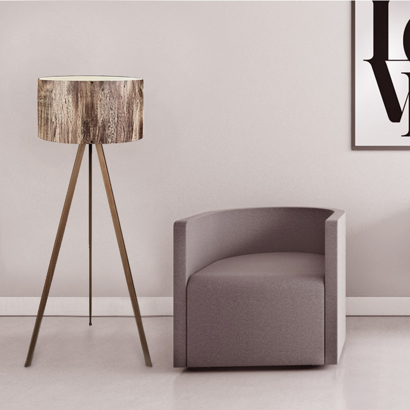 Φωτιστικό δαπέδου Rosling Megapap Mdf/ύφασμα Pvc χρωμα καρυδί/καφέ 38x21x140εκ.