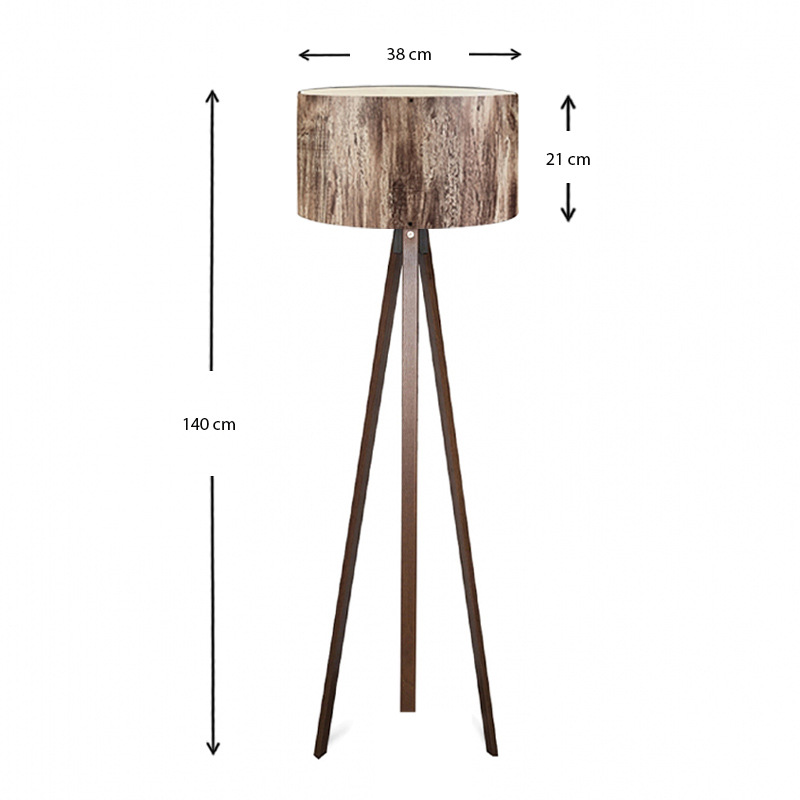 Φωτιστικό δαπέδου Rosling Megapap Mdf/ύφασμα Pvc χρωμα καρυδί/καφέ 38x21x140εκ.