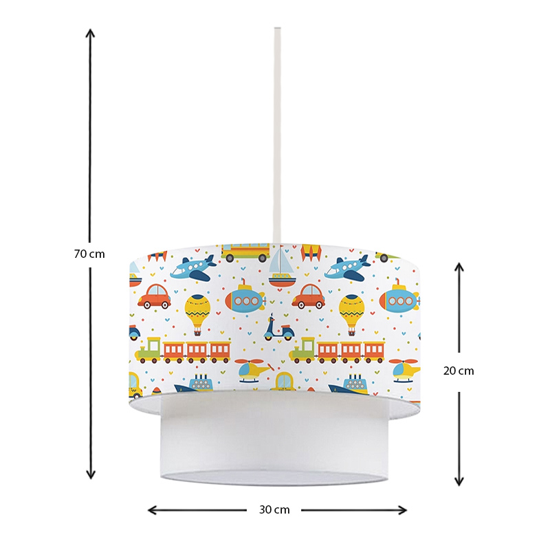 Φωτιστικό οροφής Goofy Megapap υφασμάτινο με χαριτωμένα οχήματα 30x20x70εκ.