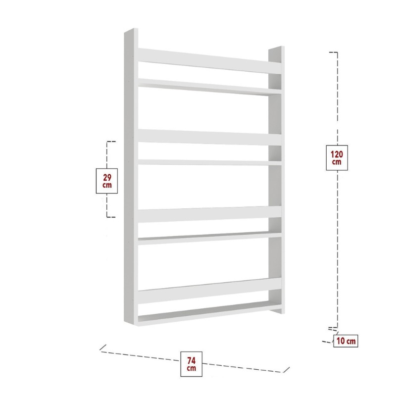 Επιτοίχια βιβλιοθήκη - ραφιέρα Montessori Megapap από μελαμίνη χρώμα λευκό 70x10x120εκ.
