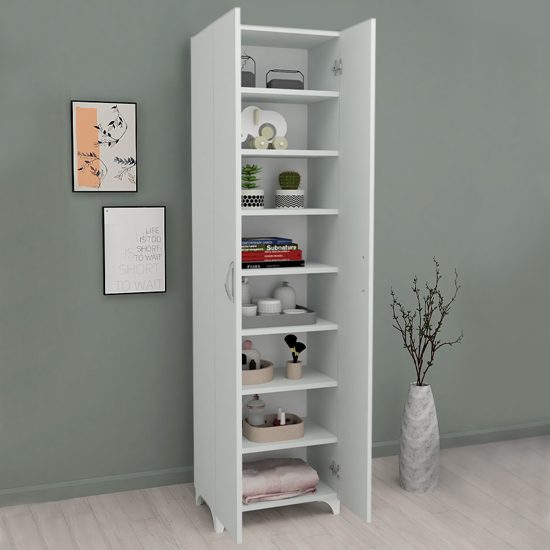 Ντουλάπα - Παπουτσοθήκη μελαμίνης Lilly Megapap χρώμα λευκό 49x32x170εκ.