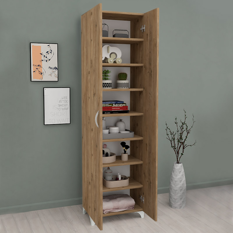 Ντουλάπα - Παπουτσοθήκη μελαμίνης Lilly Megapap χρώμα pine oak 49x32x170εκ.