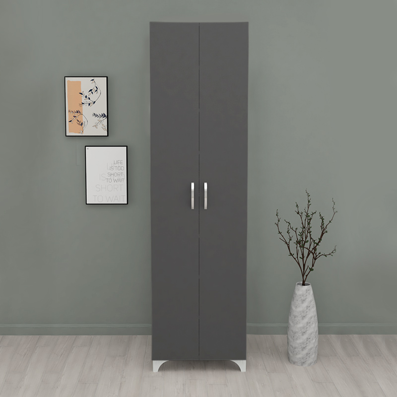 Ντουλάπα - Παπουτσοθήκη μελαμίνης Lilly Megapap χρώμα ανθρακί 49x32x170εκ.