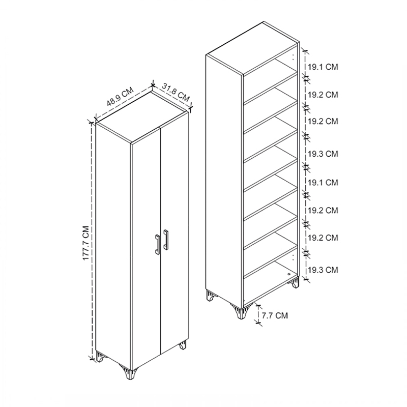 Ντουλάπα - Παπουτσοθήκη μελαμίνης Lilly Megapap χρώμα ανθρακί 49x32x170εκ.