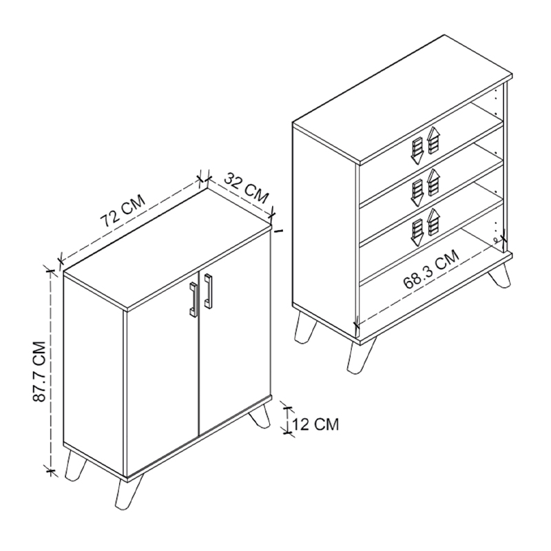 Ντουλάπι κουζίνας/μπάνιου - Παπουτσοθήκη μελαμίνης Lilly Megapap χρώμα λευκό 77x30x78,5εκ.
