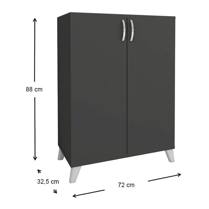 Ντουλάπι κουζίνας/μπάνιου - Παπουτσοθήκη μελαμίνης Lilly Megapap χρώμα ανθρακί 77x30x78,5εκ.