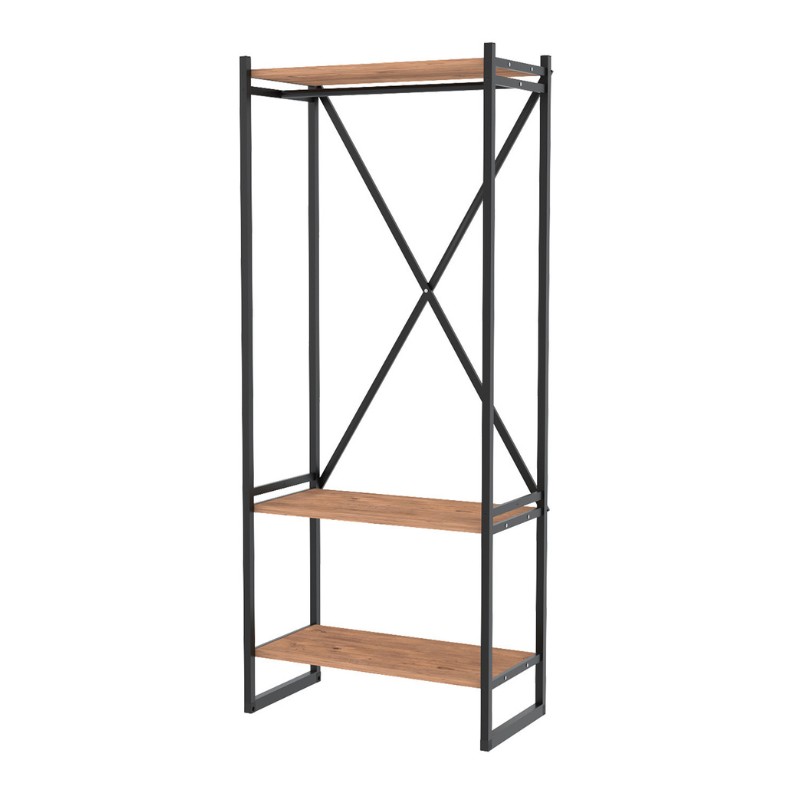 Έπιπλο εισόδου - Κρεμάστρα Zula Megapap μεταλλική - μελαμίνης χρώμα μαύρο - pine oak 66x30x160εκ.